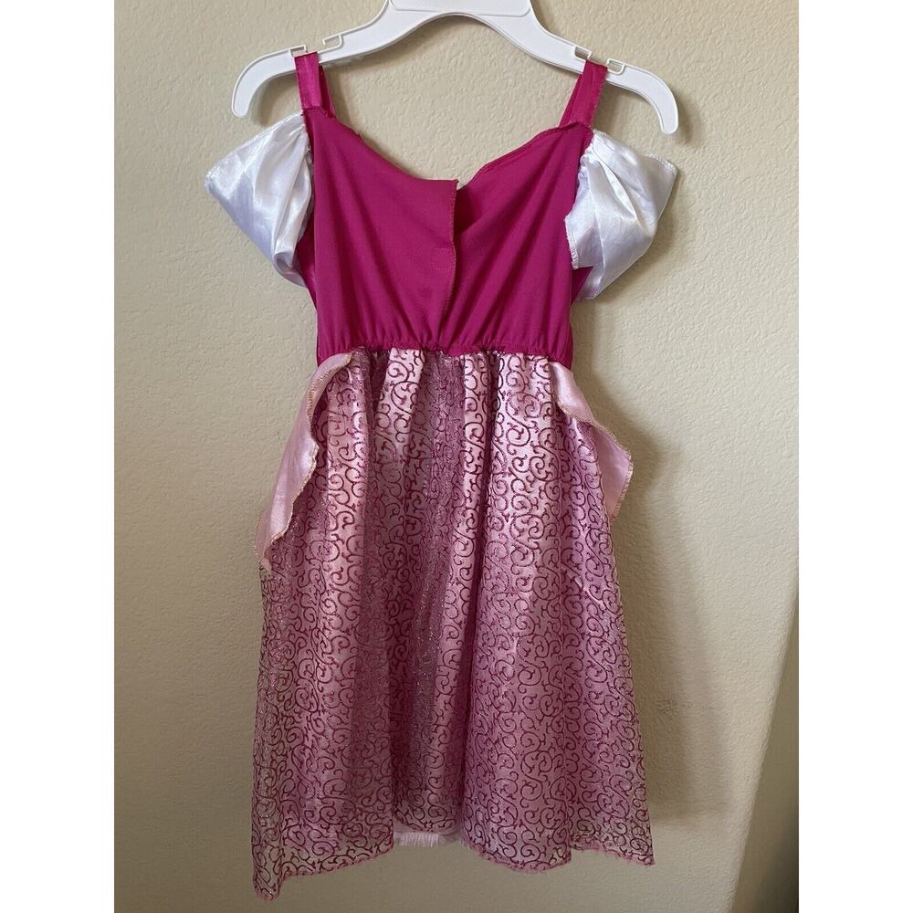 Disney Sleeping Beauty Princess Aurora Pink Short Sleeve Costume Dress Size 4-6X - Picture 7 of 11